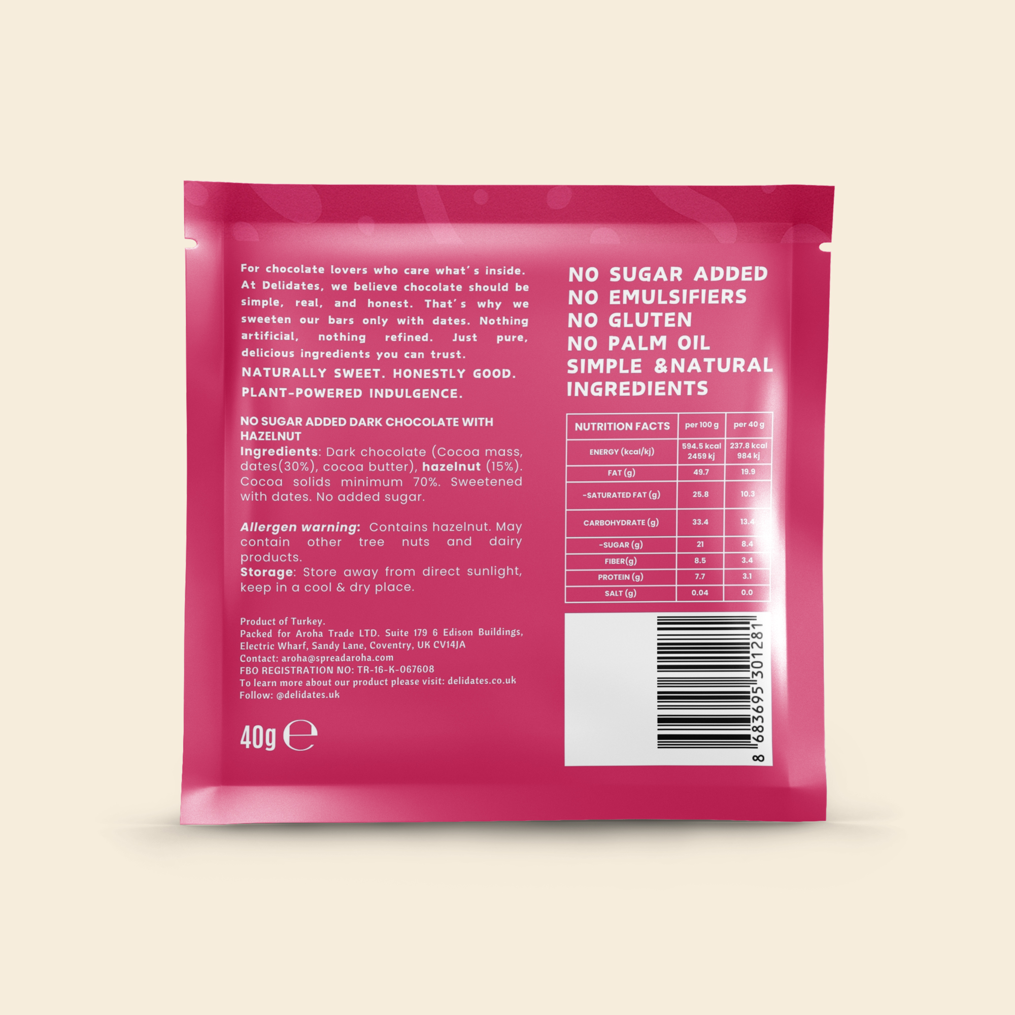 Rich Dark Chocolate Blended With Roasted Hazelnuts And Naturally Sweetened With Dates third image